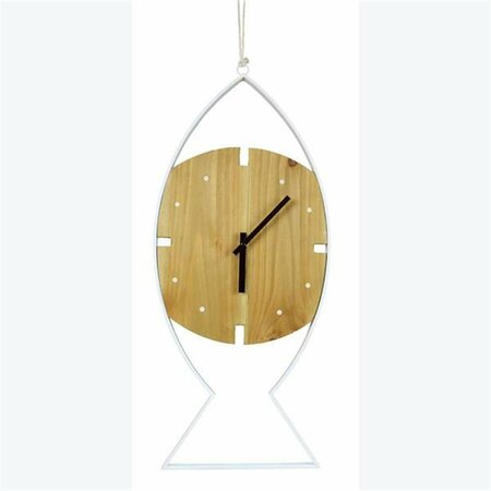 YOUNGS Wood & Metal Fish Shape Wall Clock 62256